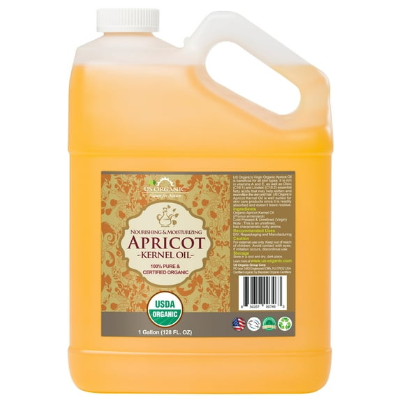 US Organic  Apricot Kernel Oil, 100% Pure Certified USDA Organic, 128 oz (1 Gallon)