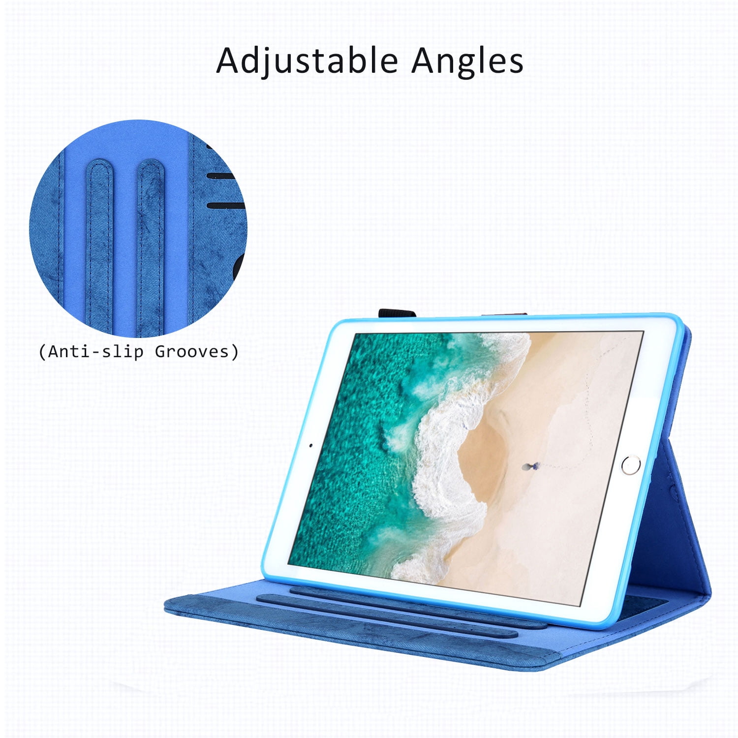 Allytech iPad 8th Gen 2020 Case 10.2 Inch, iPad 7th Gen 2019 Case, PU Leather Slim Fit Multi Angle Stand Smart Cover Auto Sleep Wake Shockproof Folio Flip Pencil Holder Case for Apple iPad 10.2",Blue