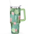thumbnail image 2 of 40oz Cactus Flower Cactus Watercolor Green Stainless Steel Flip Straw Tumbler Spill Proof Travel Cup Double Wall Vacuum Insulated Coffee Mug with Top Handle, 2 of 6