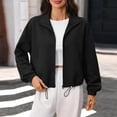 thumbnail image 2 of XuJwPNcy Sweatshirt for Women Fashion Crop Coat Tops Full Zip Collared Jackets Casual Fall Clothes Ladies Outfits Streetwear, 2 of 7