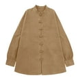 thumbnail image 4 of Tiweut Cardigan Décontracté Femme Style Rétro Lin Chemise à Manches Longues Ouvert Tricot Blouses Régulières Kaki,TG, 4 of 4