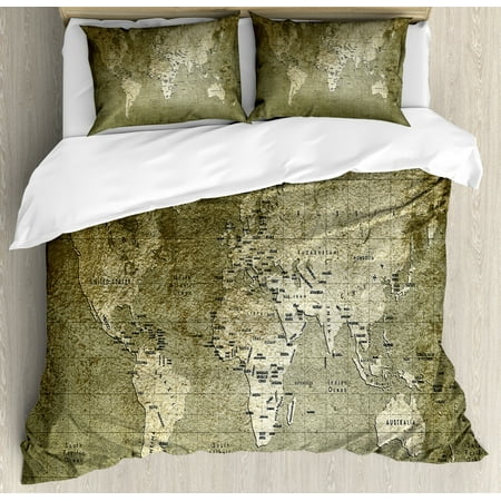 Antique Duvet Cover Set Old World Map With Great Texture