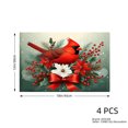 thumbnail image 2 of JOOCAR Christmas Cardinal and Poinsettia Design Linen Table Mats Set of 4 for Home Kitchen Table Decor 12x18 inch, 2 of 5