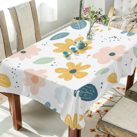 Yayeee Tablecloths 54" x 54" Rectangle Wrinkle Resistant Party Table Cover, Cute Floral