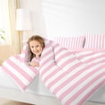 thumbnail image 5 of Meiyoeat Classic Vertical Stripe King Size Bedding 7pcs for Girls, Minimalist Linear Print King Bed in a Bag, Pink White,Pink Reversible, 5 of 6