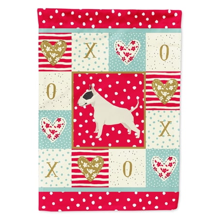 Carolines Treasures CK5917CHF Black and White Bull Terrier Love Flag Canvas House Size Large multicolor