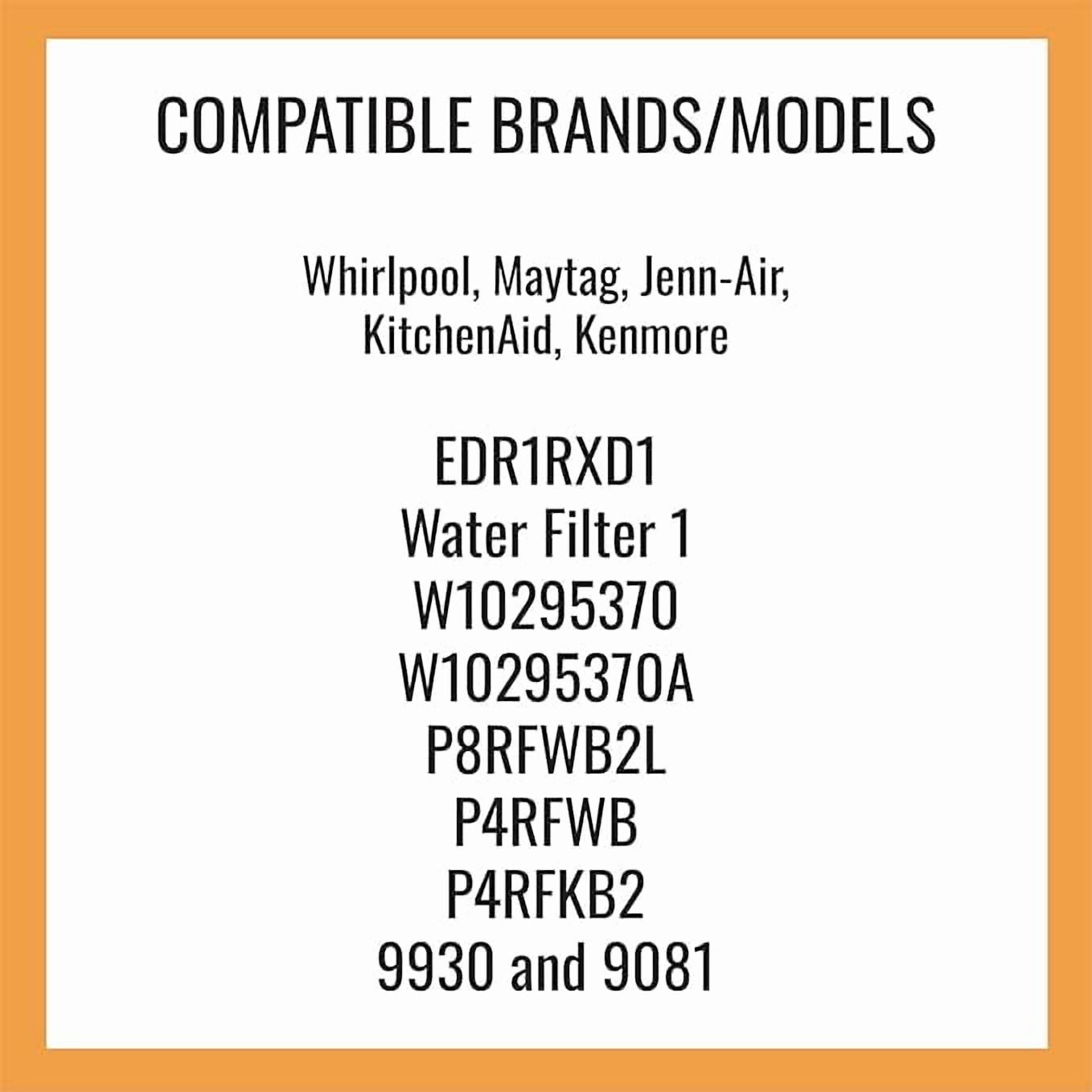 W10295370A Water Filter Replacement, Compatible with EDR1RXD1, Water Filter 1, W10295370, W10295370A, P8RFWB2L, P4RFWB, P4RFKB2 9930, 9081 (