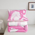 thumbnail image 5 of Homewish Aesthetic Lines Full Size Comforter Sets,Modern Abstract Art Bedding Comforter Set,Pink White,Pink Reversible,3-Piece,1 Comforter and 2 Pillowcases, 5 of 7