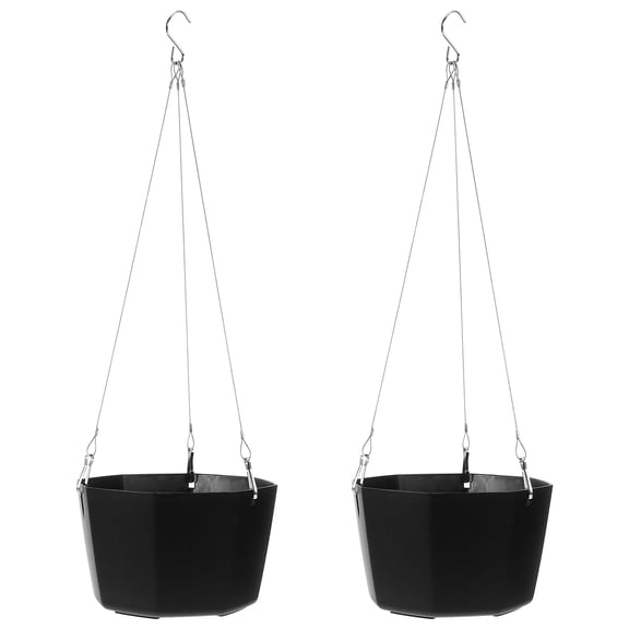 AURARMLET 2-Pack Black Hanging Plant Pots Outdoor Balcony for Decoration