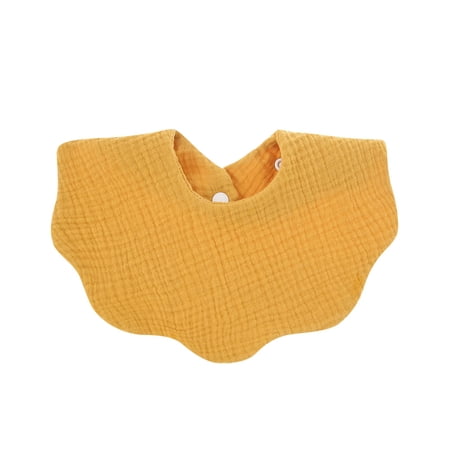 Waves Baby Bibs Girls Boys Cotton Muslin Bib for Drooling Teething Infant Soft Burp Cloths Adjustable with Snaps Yellow