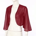 thumbnail image 3 of Kaerm Boléro en Chiffon Transparent à Manches 3/4 pour Femmes, Veste Ouverte devant, Cardigan pour Robe de Soirée de Mariage Bourgogne TG, 3 of 7