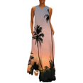 thumbnail image 3 of Palm Trees with a Sunrise Long Dress summer dress purple dress Party dresses for women, 3 of 7