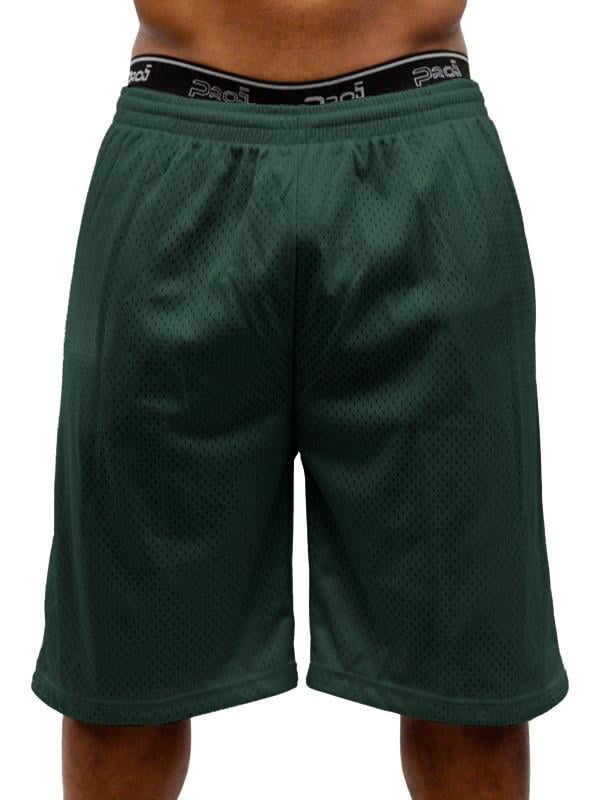 Mens Plain Mesh Shorts,Dark Green,4XL 