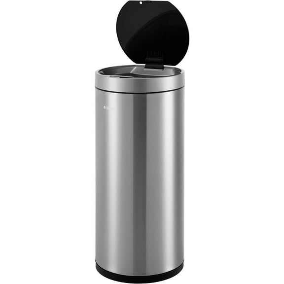 Global Industrial Round Motion Sensor Trash Can 9-1/4 Gallon Brushed Stainless S