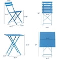 thumbnail image 2 of 2-Person Square Folding Bistro Table Set, Powder-Coated Steel Frame, Lemon Blue Space-Saving Design with Compact Seating for Balcony Deck Porch Garden, 2 of 4