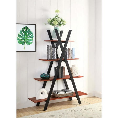 Convenience Concepts Oxford A Frame Bookshelf Cherry And Black