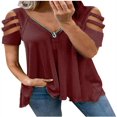 thumbnail image 1 of T-shirt pour Femmes à Motif Imprimé Léopard, Manches Courtes, Col en V, 1 of 2