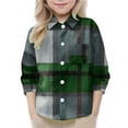 thumbnail image 6 of Long Sleeve Plaid Button Up Shirts for Boys Girls Classic Collared School Uniform Tops Kids and Toddlers Blouses (5 Years, Green 01), 6 of 7