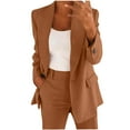 thumbnail image 6 of Roncen Women's Solid Color Suit Set - Long Sleeve Cardigan Blazer with Button Front & Pocket Trousers Two-Piece Formal Office Attire, 6 of 8