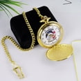 thumbnail image 5 of Trendy Zone 21 Desert Storm Pocket Watch 2" Gold Finish Metal Watch with Blue Circle & Gold Stars Surrounding The Center with War Ribbon Arabic Numbers, Japanese Quartz Movement 14" Chain with Hook, 5 of 7