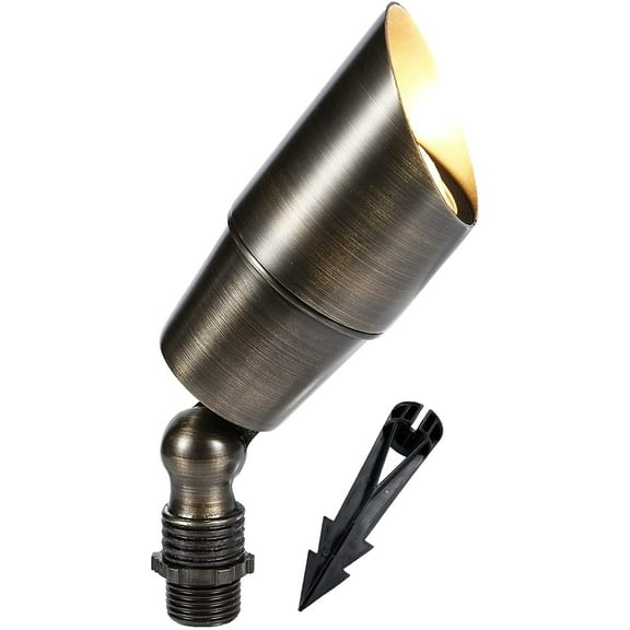 MIK Solutions 107 LED Spot Lights Outdoor Brass with 7W MR16 Bulb and Stake