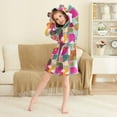 thumbnail image 3 of FORMRS Niños Bathrobe Unisex Hooded Robe Soft Plush Pajamas Sleepwear, Size 2-3T, Abstract Geometric Pattern, 3 of 7
