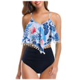 thumbnail image 4 of iTNHFP Cover Ups for Swimwear Women Plus Size Wrap Women Swimwear Tankini 2 Piece Normal Swimsuit Backless 2 Piece Printing Adjustable Print Color Padded Strap Bathing Suits trendy Vacation Beach Wear, 4 of 5