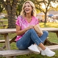 thumbnail image 4 of JULMCOMO Breast Cancer Awareness Shirts for Women V Neck Breast Cancer Survivor Support Graphic Tees Short Sleeve Loose Casual T-Shirts Hot Pink 2XL, 4 of 4