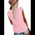 thumbnail image 3 of Tops Elegantes e Informales de Verano para Mujer, Camisas A Rayas, Tops de Corta con Bloques de Color, Corte Holgado, Rosa M, 3 of 9