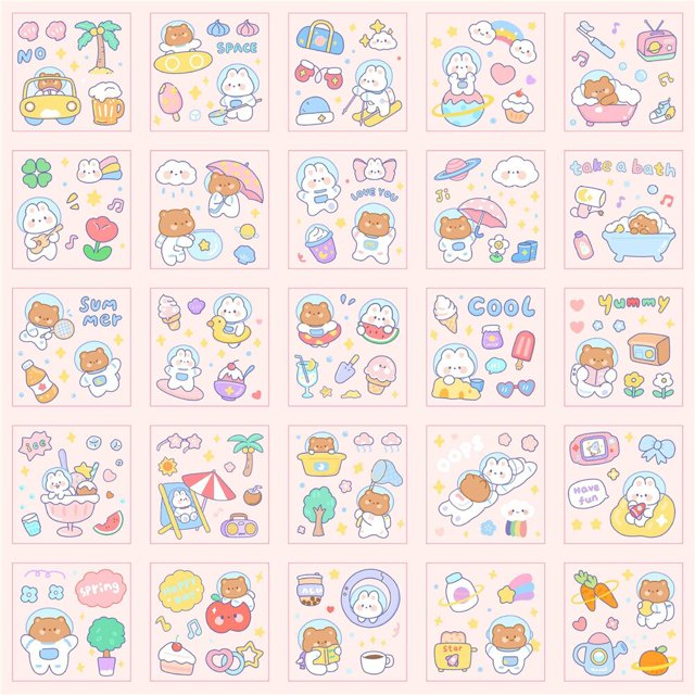 25/100pcs Cartoon Pet Stickers Journal Sticker Gift Box Scrapbooking Decoration Material Diary Phone Stickers Kawaii StationeryRussian Federation He Qiyong unisex