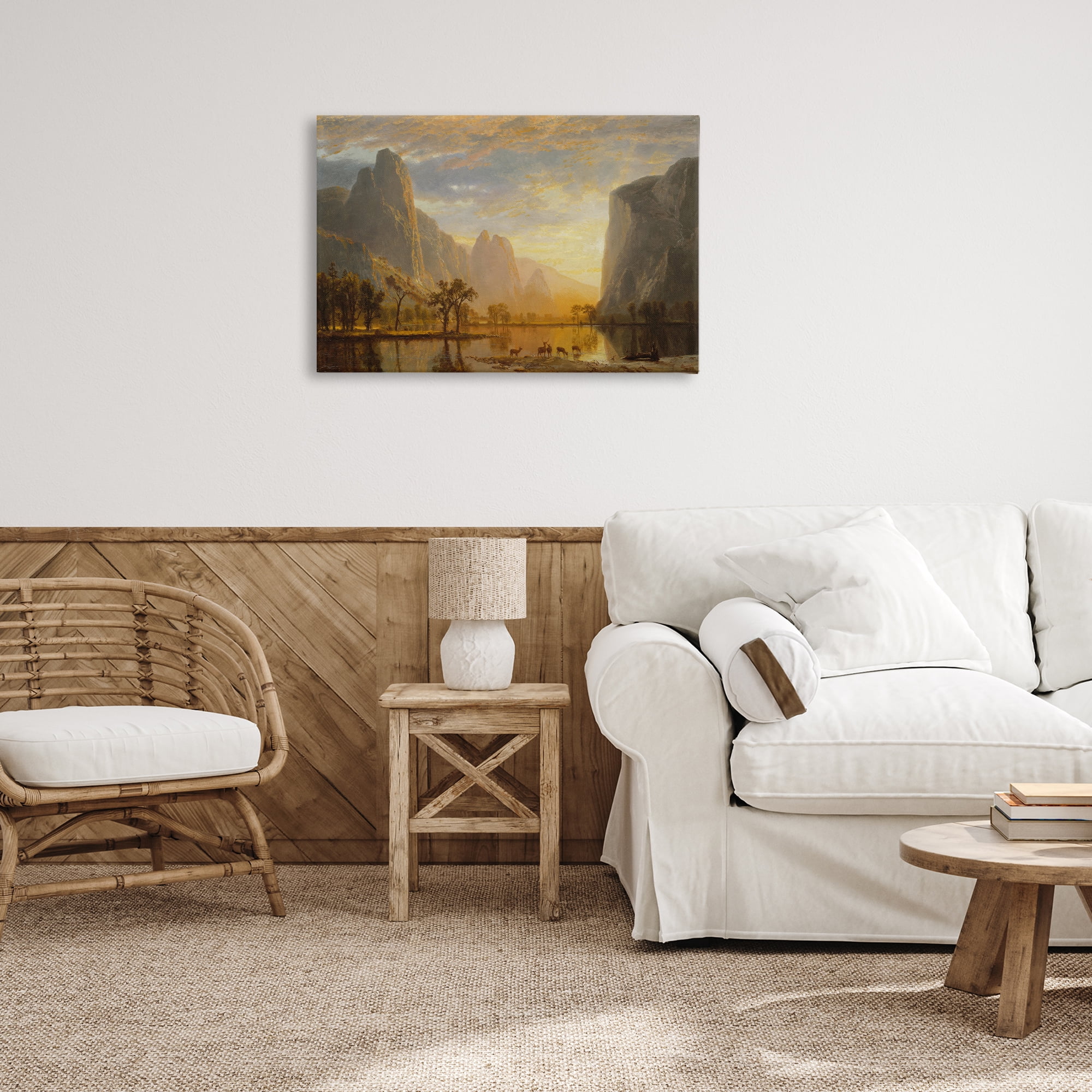 Stupell Industries Classic Bierstadt Yosemite Landscape Landscape & Nature Painting Wrapped Canvas Art Print Wall Art, 30 x 20