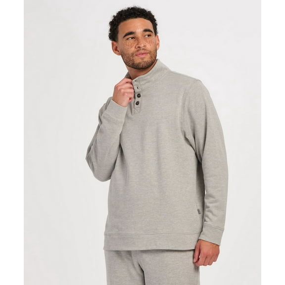 Boxercraft BM5209 Men's French Terry Button Pullover-Oxford Heather-2XL