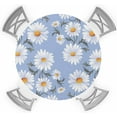thumbnail image 5 of Round Table Cover 45"-54", Waterproof Reusable Table Cloth Round Fitted Vinyl Tablecloth with Elastic Edged for Outdoor Party,Watercolor Hand Painted Chrysanthemum Texture Blue Table Cover, 5 of 6