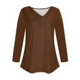 thumbnail image 5 of Women's Lightweight Pullover Long Sleeve V Neck Blouse Solid Color Shirt Laides Business Casual Tops (XXL, Brown), 5 of 5