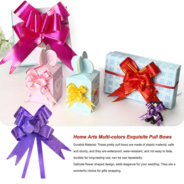 10 Pieces Bow Pull Decor Multi-colors Festive Packing DIY Crafts Lightweight Plastic Hand-Pulled Flower Christmas Holiday Rose/Purple