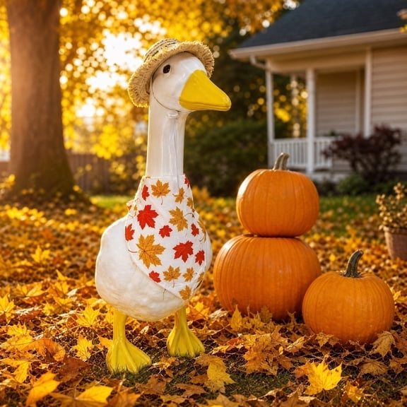 AuroraX Porch Goose Clothes Set 23" 17 19 inch Maple Leaf Triangular Scarf Porch Goose Outfit Sets Autumn Holiday Porch Goose Thanksgiving Outfit Accessories Fall Summer Seasonal Decor