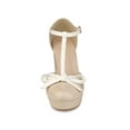 thumbnail image 5 of BLISSFUL STEP Valentine's Women's Platform T Strap Bow Vintage Block Heels Pumps Nude 9, 5 of 7