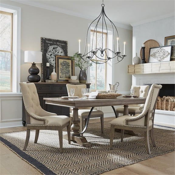 Americana Farmhouse 5 Piece Trestle Table Set
