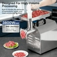 thumbnail image 4 of FOHERE #12 Commercial Meat Grinder Heavy Duty 1.2HP 840LB/H All Stainless Steel Industrial Grinder with 2 Blades, 2 Plates & Sausage Kit - for Commercial Use, 4 of 8