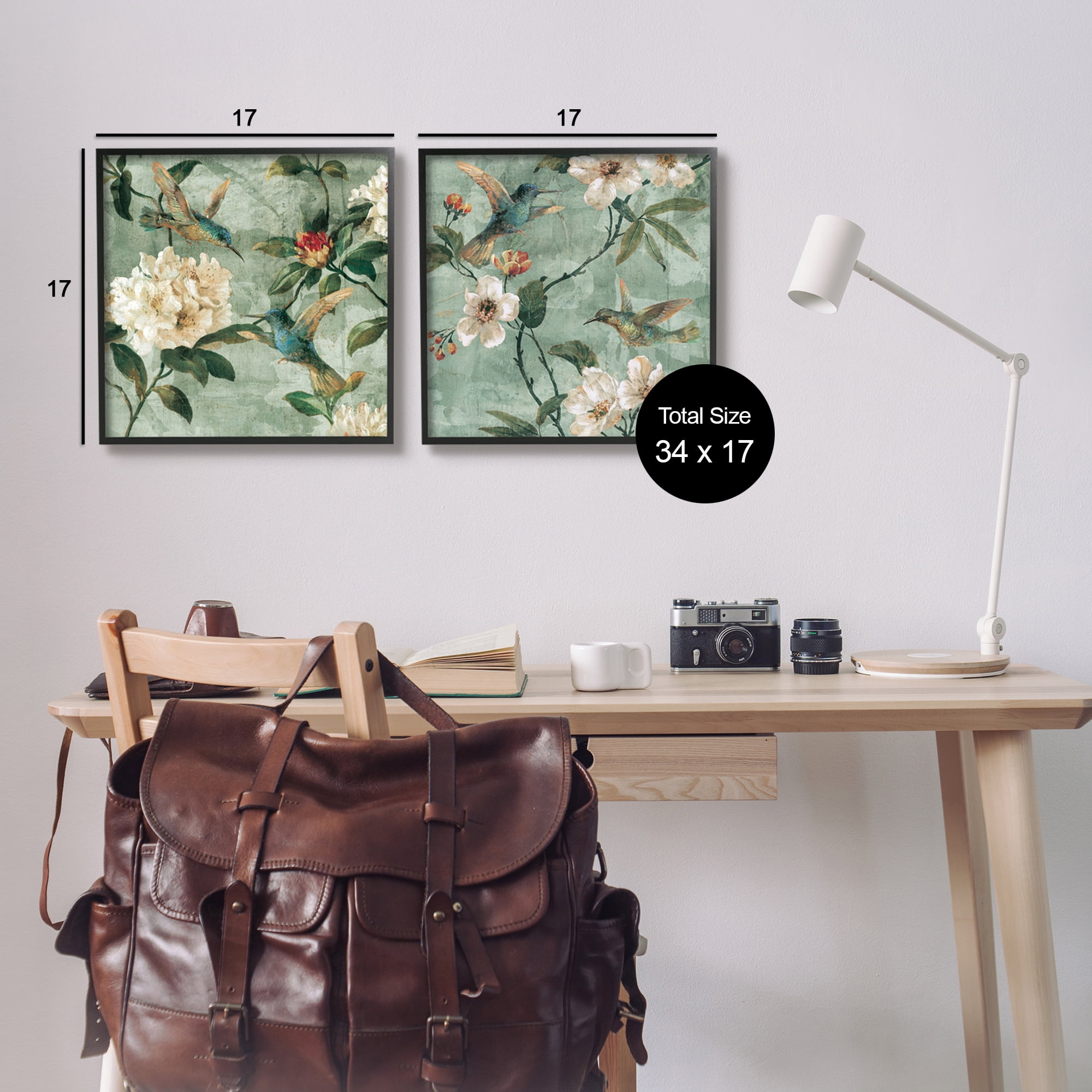 Stupell Industries Hummingbirds & Florals Botanical & Floral Painting Black Framed Art Print Wall Art, 17 x 17