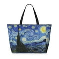 thumbnail image 2 of Fuzoiu The Starry Night Print Waterproof Beach Tote Bag for Women Girls with Zipper,Sandproof Pool Swim Bag,Large Capacity Beach Travel Bag for Pool Swim Travel Everyday, 2 of 7