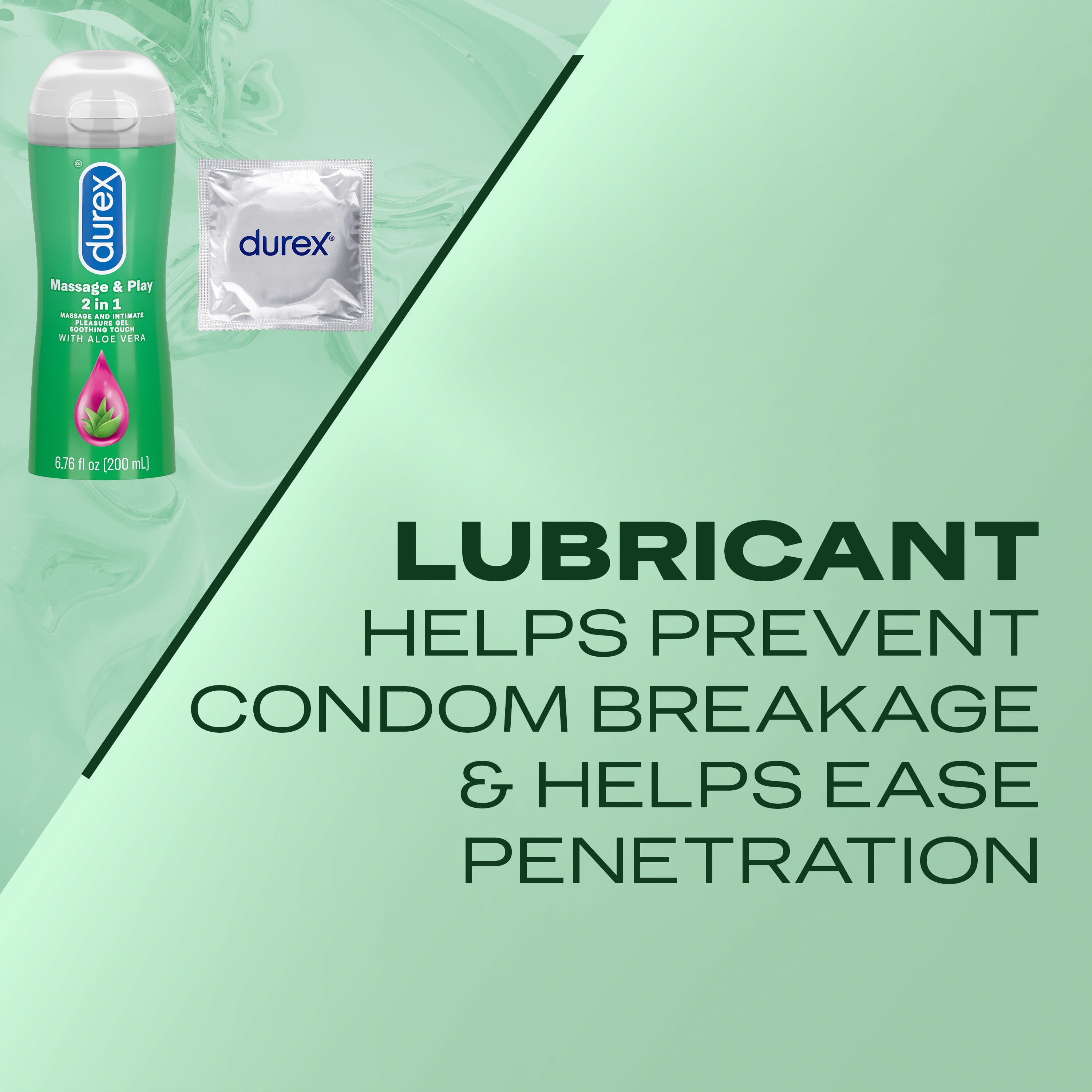 Durex Massage & Play 2 in 1 Lubricant, 6.76 fl. oz. Soothing Touch with Aloe  Vera. Lube & Massage Gel in 1 (Packaging May Vary) 