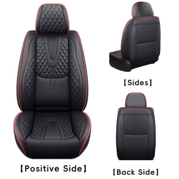 AFUNTIO Car Seat Covers,Front and Rear, Fits VOLKSWAGEN TAOS 2023, Black and Red Trim Car Seat Covers