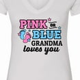 thumbnail image 4 of Inktastic Pink or Blue Grandma Loves You Women's V-Neck T-Shirt, 4 of 5