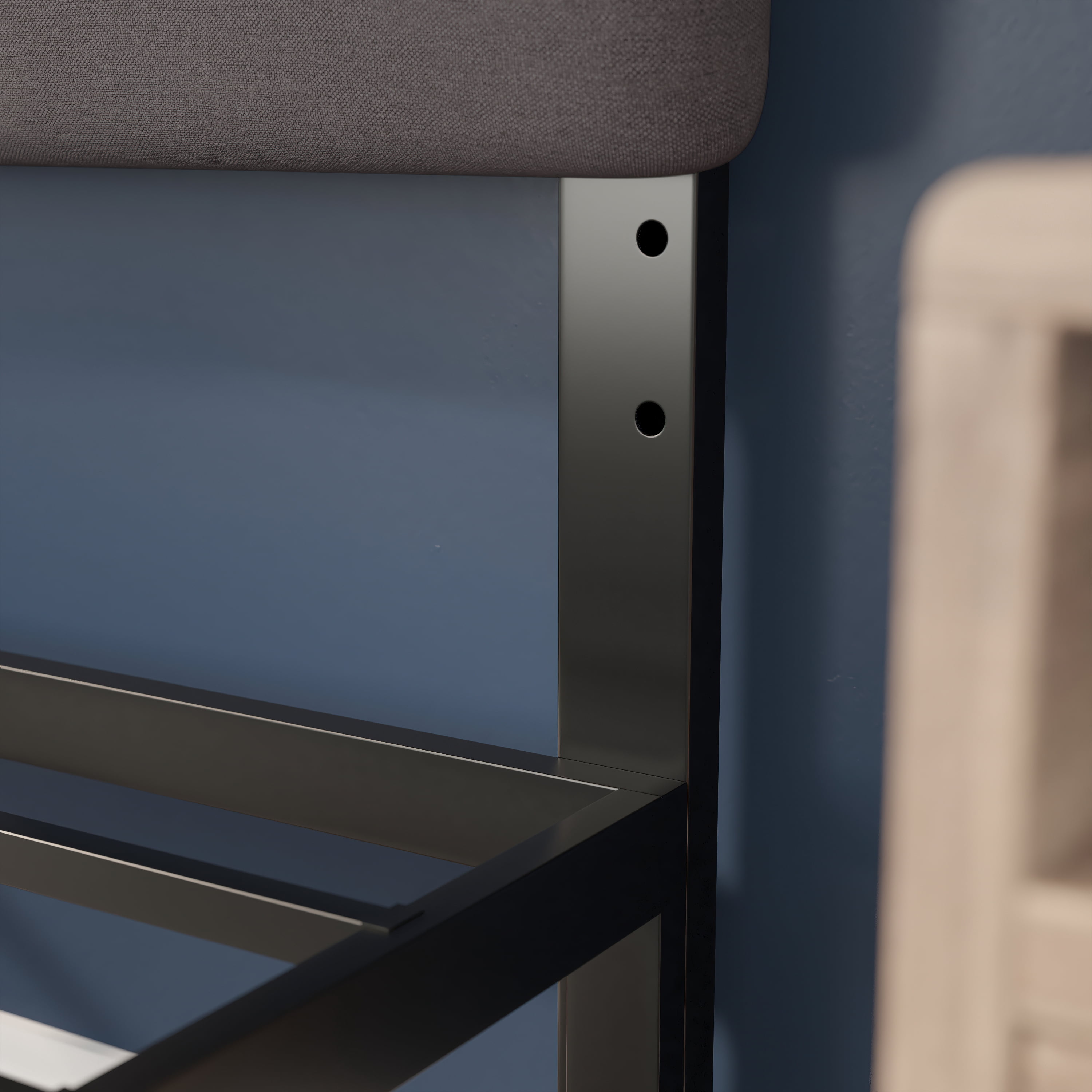 BizChair Full Channel Stitched Fabric Upholstered Headboard, Adjustable Height from 44.5" to 57.25" - Gray