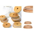 thumbnail image 1 of Bamboo Lid with Straw Hole Wide Compatibility Round Sealing Ring Mason Jar Lid Kitchen Supplies, 1 of 8