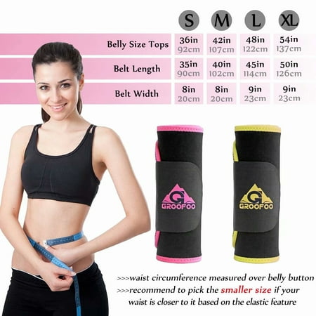 GLiving Waist Trimmer Belt Neoprene Fat B urning Sauna Waist Trainer - Promotes Healthy Sweat, Weight Loss, Lower Back Posture  Pink