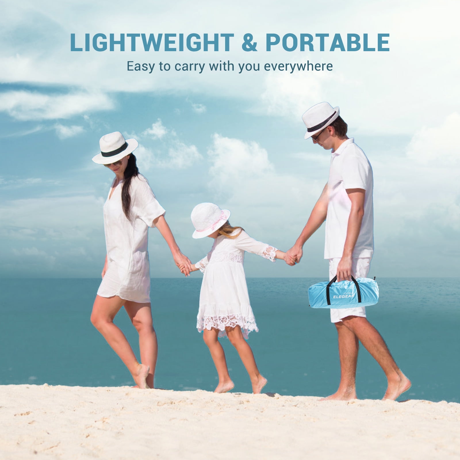 Aship Beach Tent for 4-5 Person, UPF 50+ Sun Shelter with 360° Ventilation & Large Canopy, Easy Setup Waterproof & Portable for Family Camping Hiking Beach Outdoor Adventures