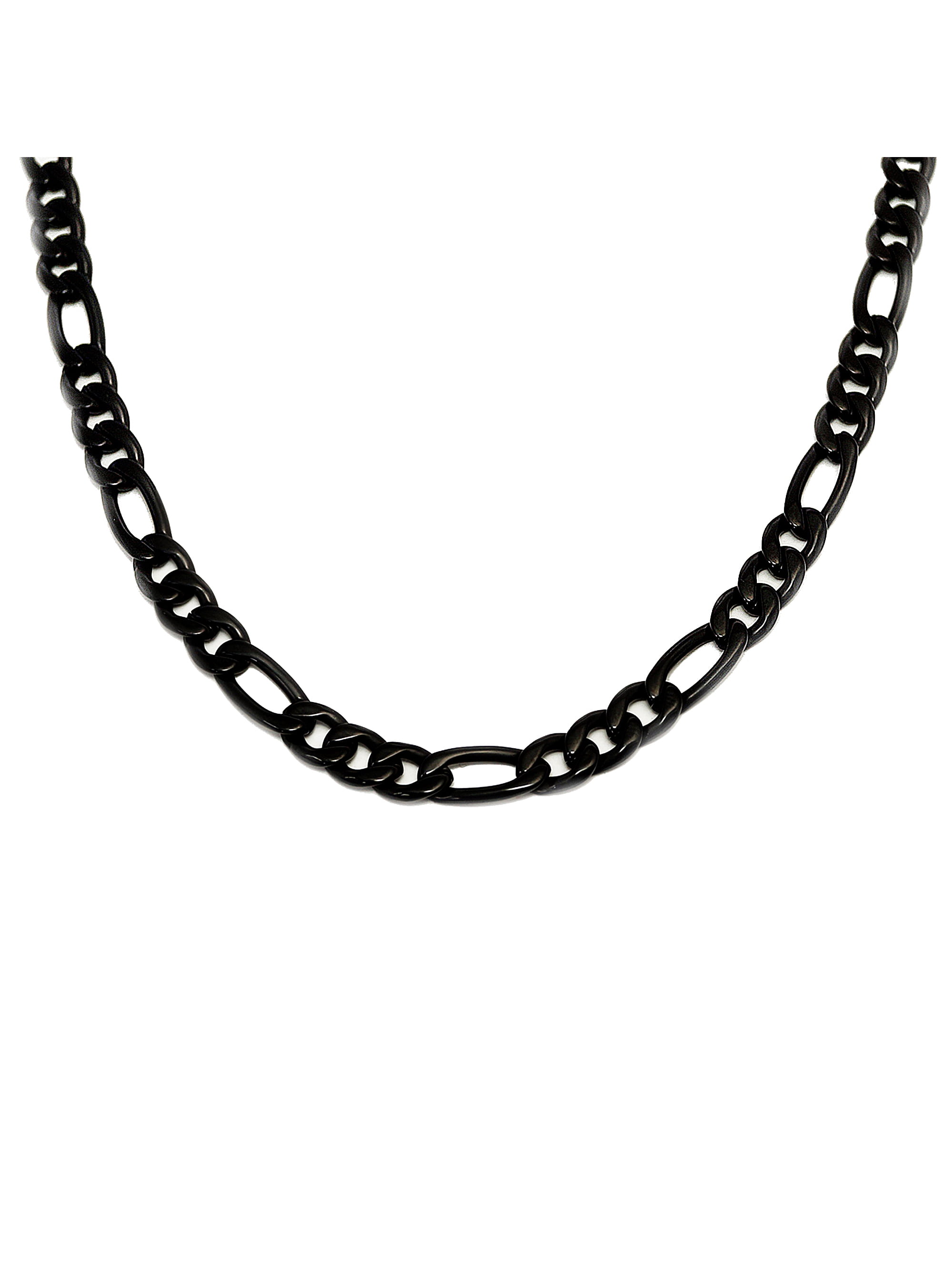 Men's Black Steel Large Figaro Link Chain, 24