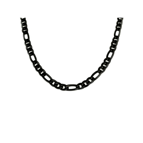 Men's Black Steel Large Figaro Link Chain, 24"